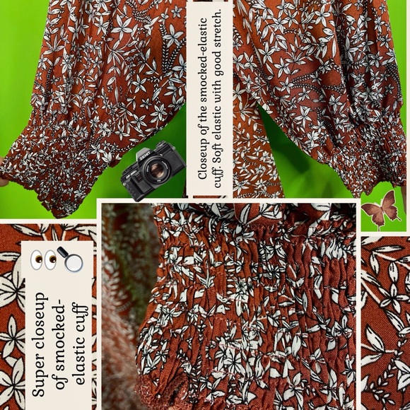 GAOVOT NWT L BROWN/IVORY FLORAL LONG MAXI DRESS W SIDE SLITS LIGHTWEIGHT UNLINED - Picture 6 of 16